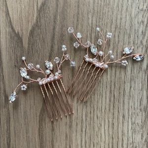 Two Sarah Walsh Bridal Rose Gold Hair Pins